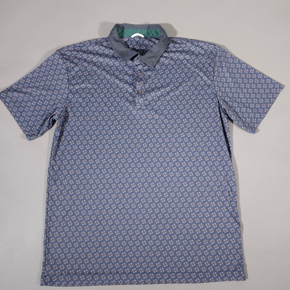 Swannies Golf Polo Mens XL Blue Geometric Performance‎ Short Sleeve Shirt